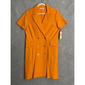 Nanette Lepore Double Breasted Dress Women's 14 Mini Golden Orange NEW